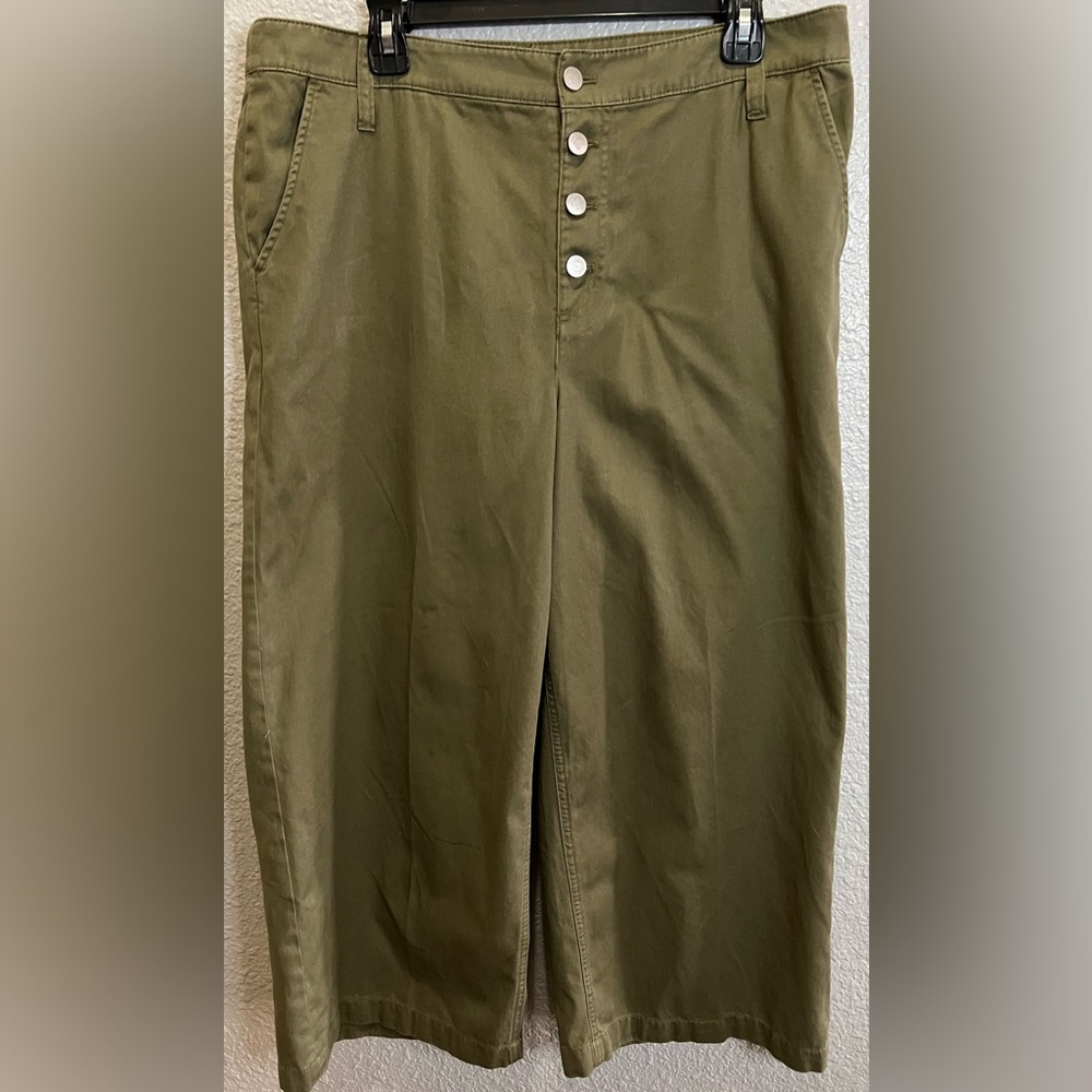 💸J. Crew size 14 army green wide leg pant